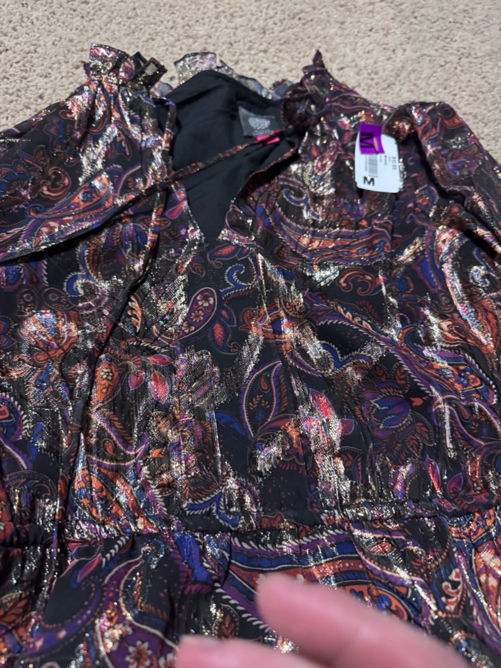 Vince Camuto Multi-Color Paisley Ruffle Mini Dress - Picture 3 of 4